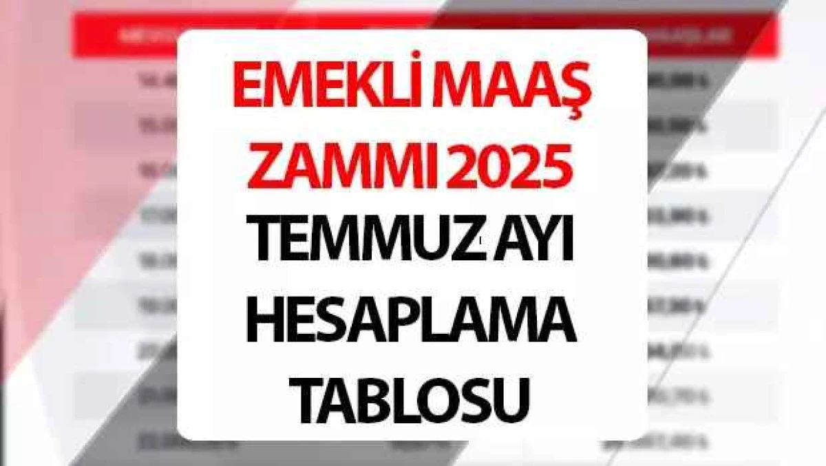2025 Temmuz Emekli Maaşı Zamları ve Hesaplama Tablosu Açıklandı