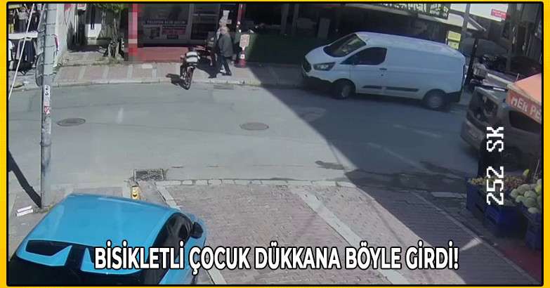 Bisikletli Çocuk Dükkana Böyle Girdi!